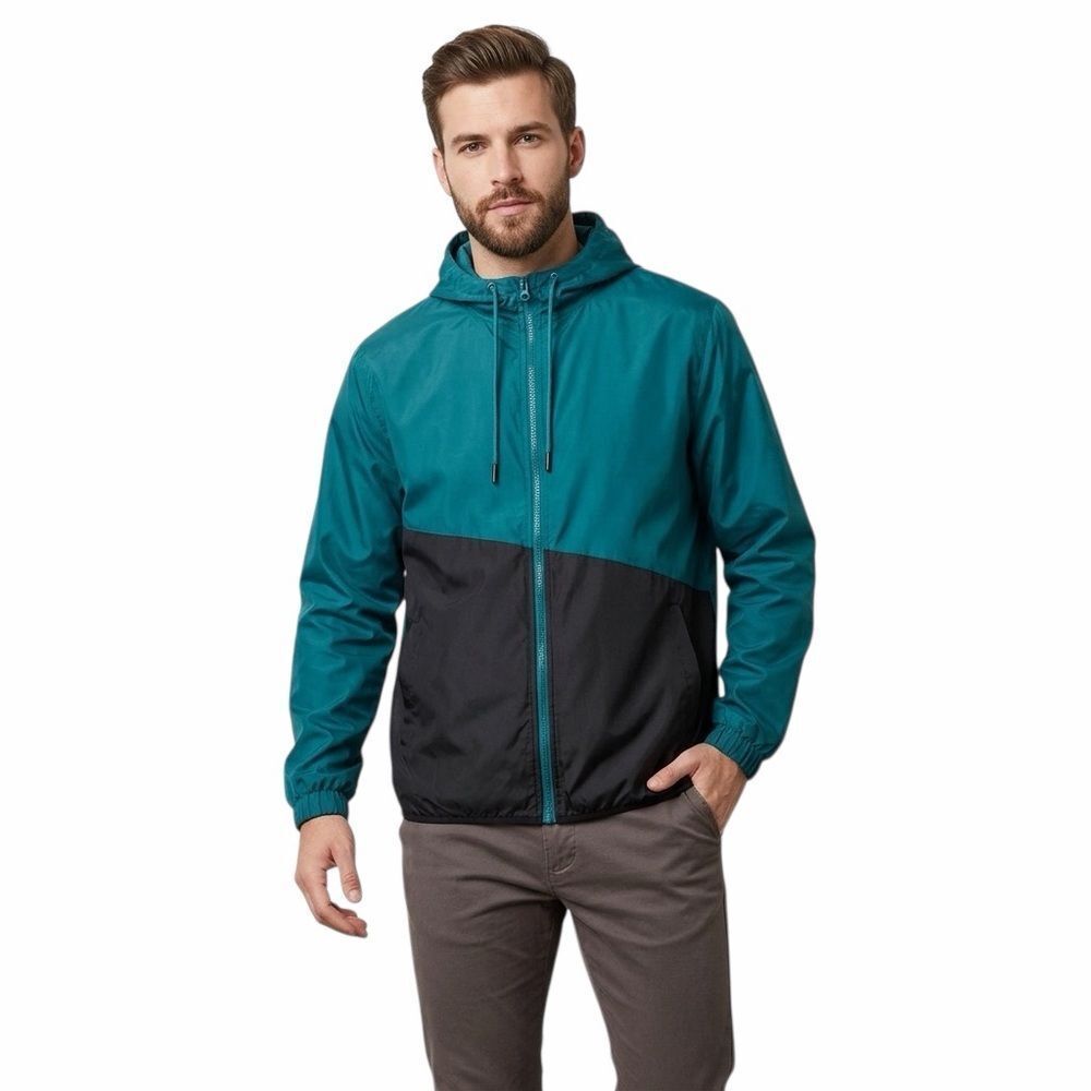 Russell Men’s Colorblock Windbreaker Hooded Size L Jordan